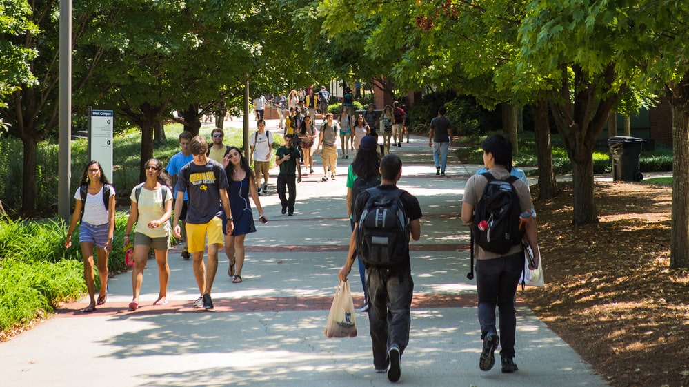 Students walking on Georgia Tech campus